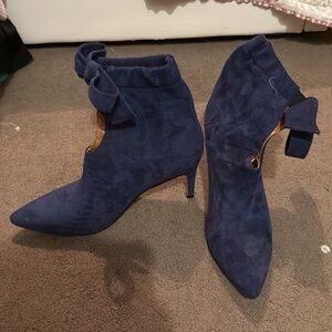 Elegant Blue Suede Ankle Boots